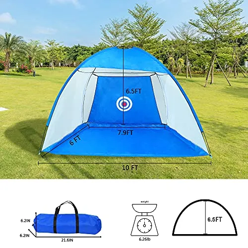 10 Foot BLUE Golf Hitting Net - 10x6.5ft Golf Practice Net for Garage