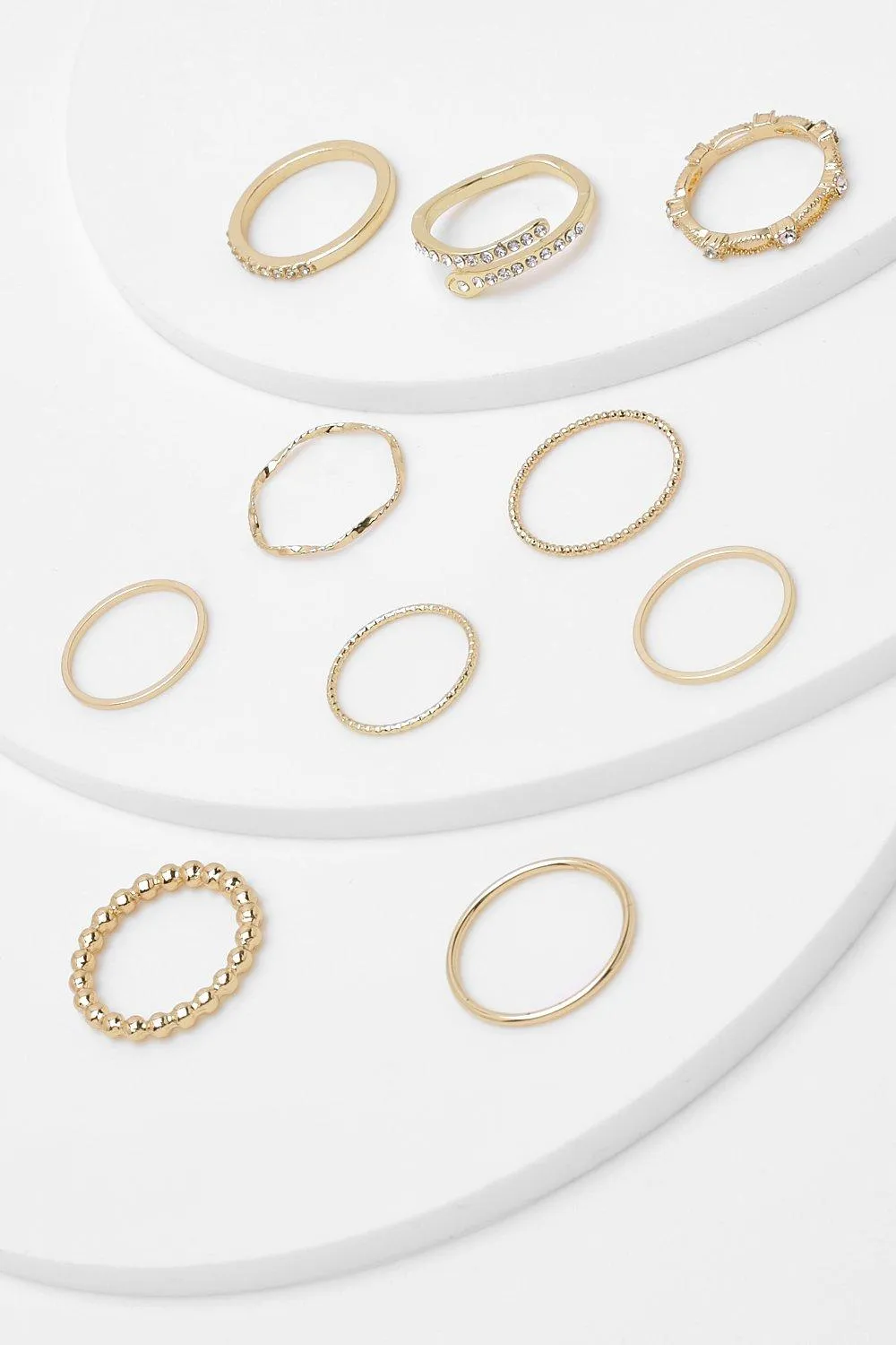 10 Pack Mixed Diamante Stacking Rings