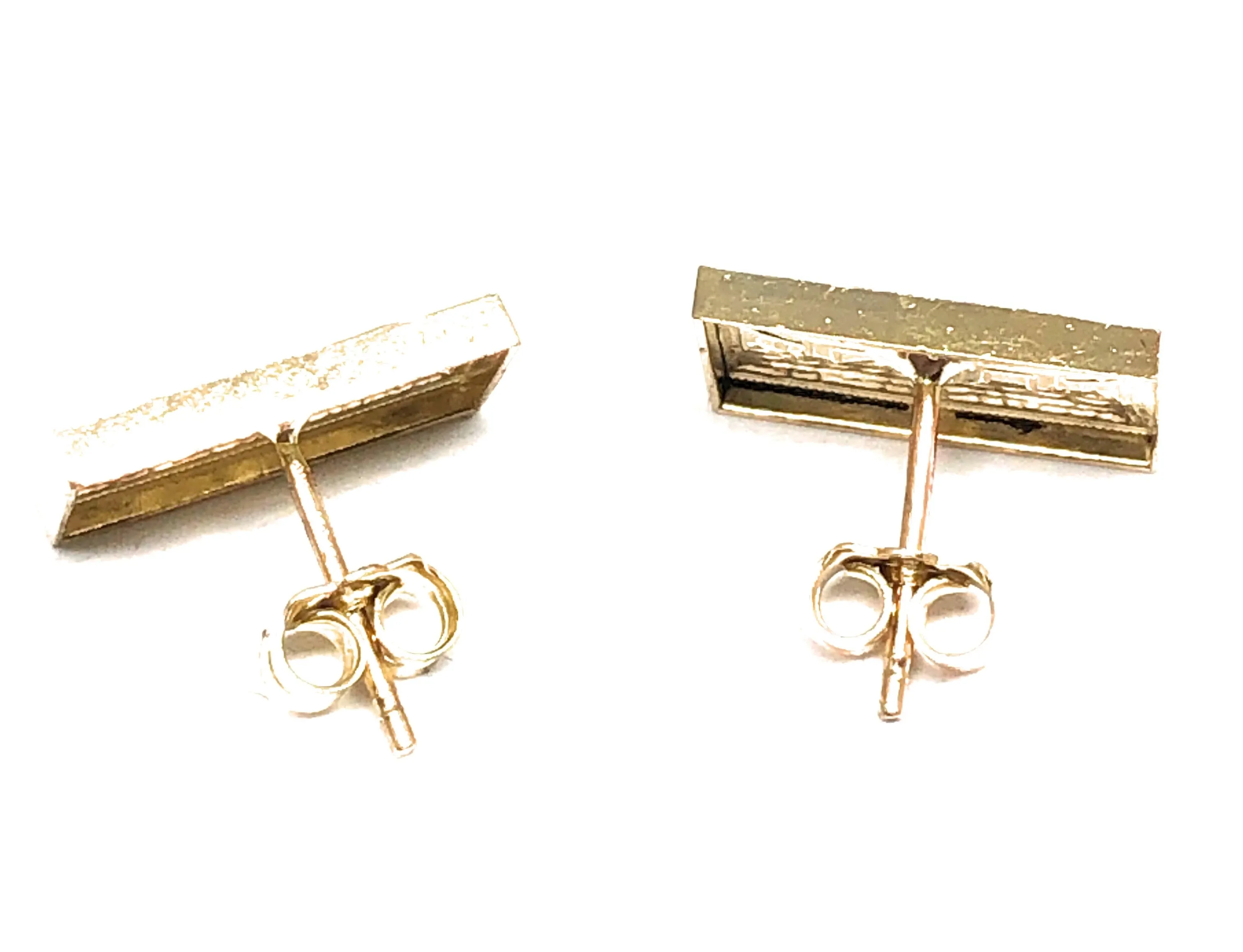 10k Solid Gold 2-Tone Square Last Supper Stud Earrings