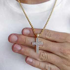 10k Solid Gold Diamond Cross Necklace Pendant