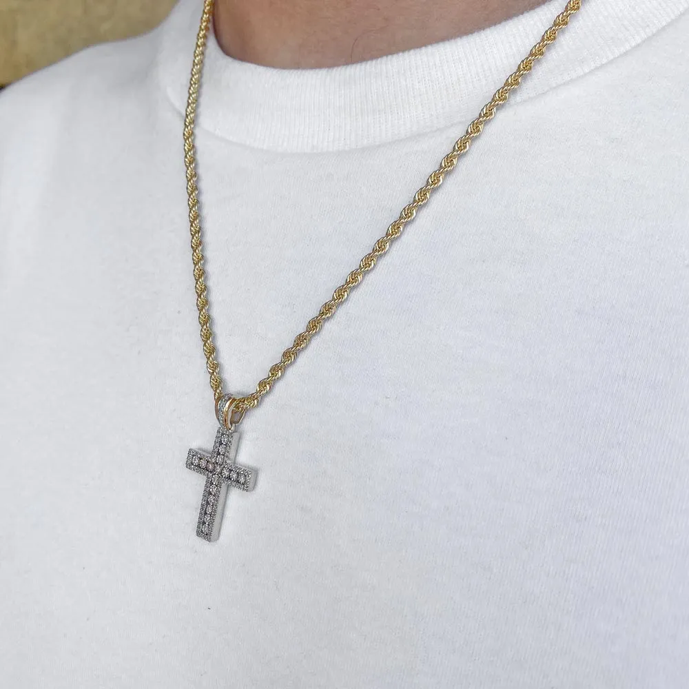 10k Solid Gold Diamond Cross Necklace Pendant