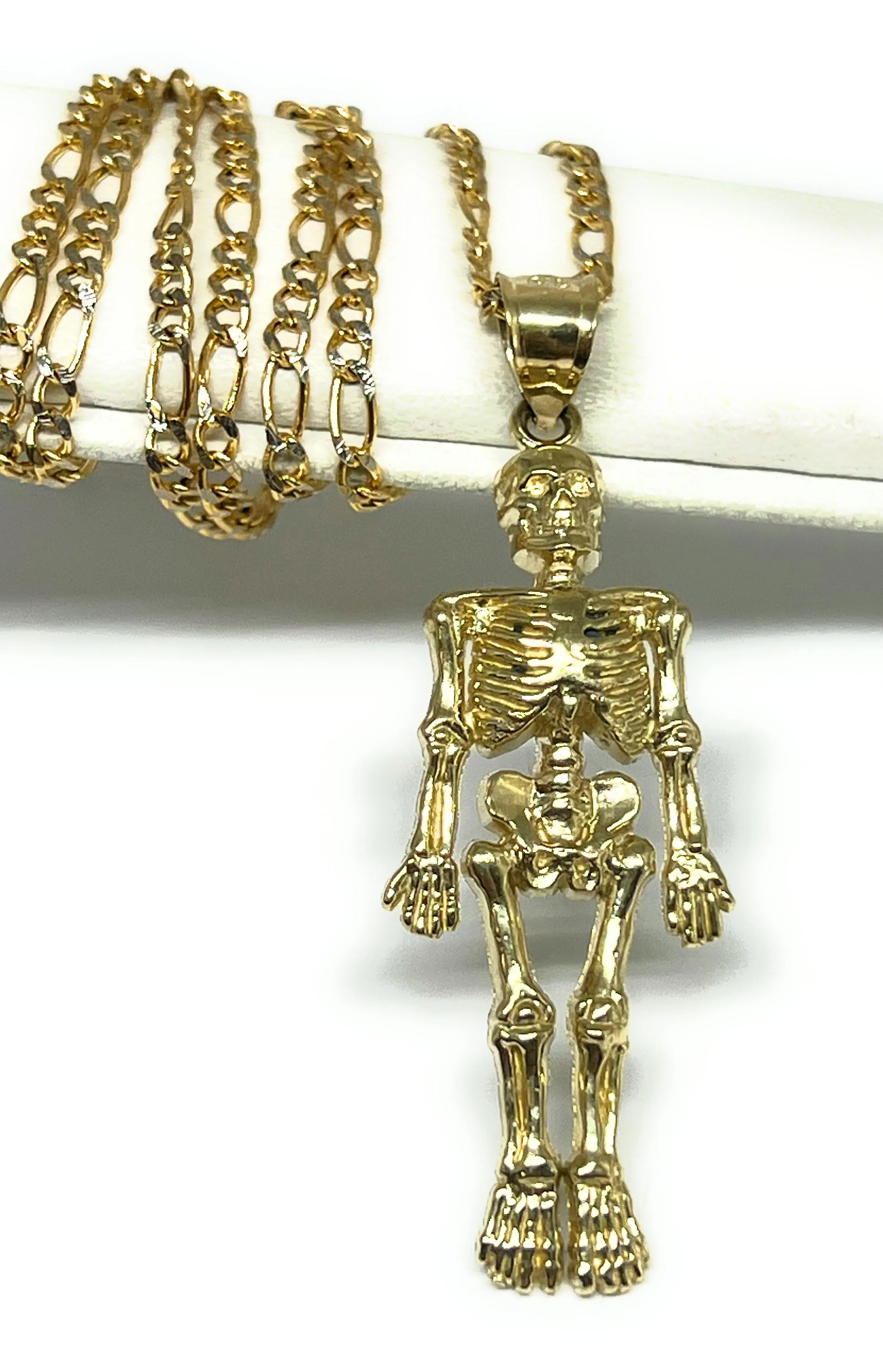 10k Solid Gold Skeleton Body Pendant Necklace