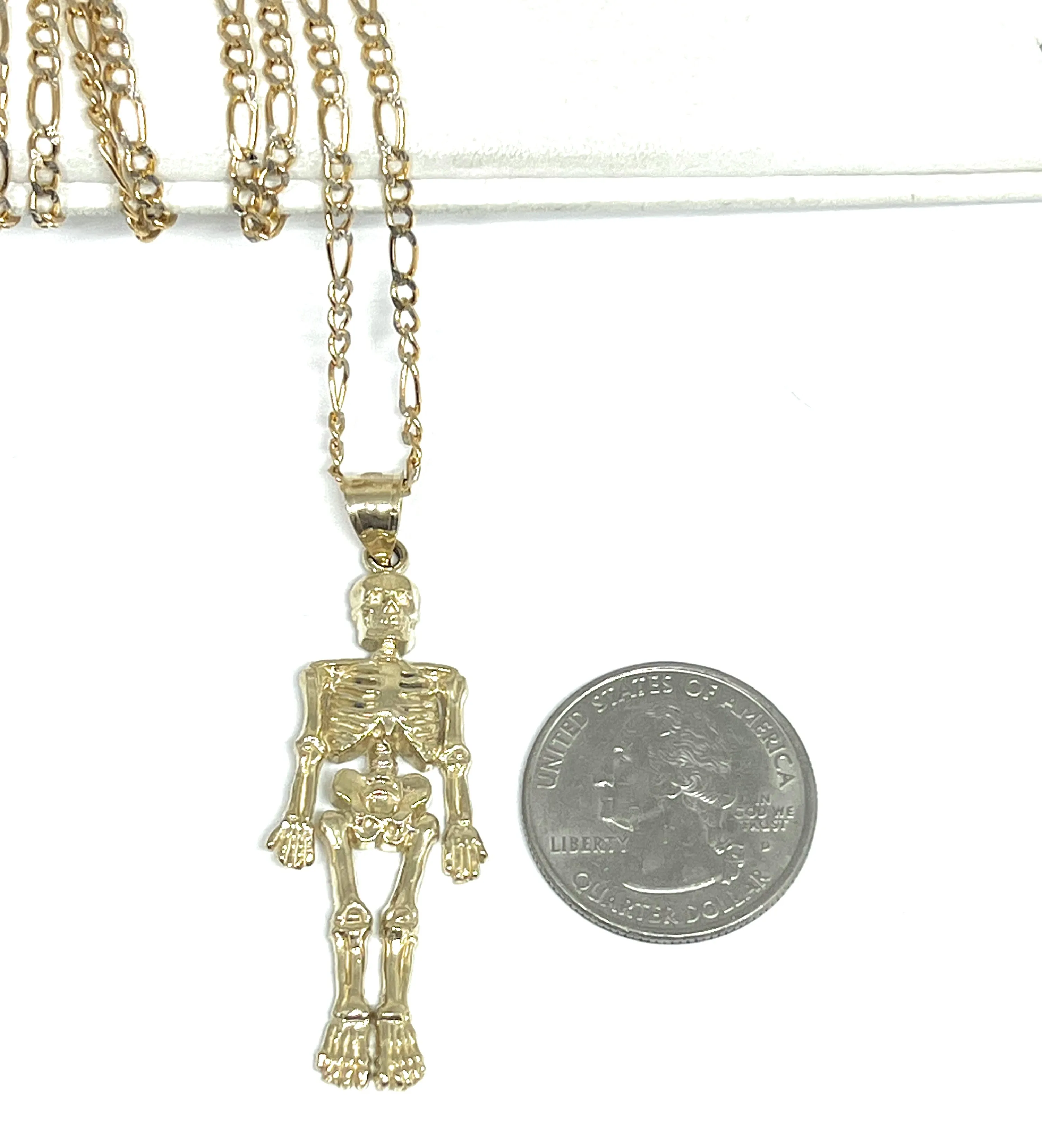 10k Solid Gold Skeleton Body Pendant Necklace