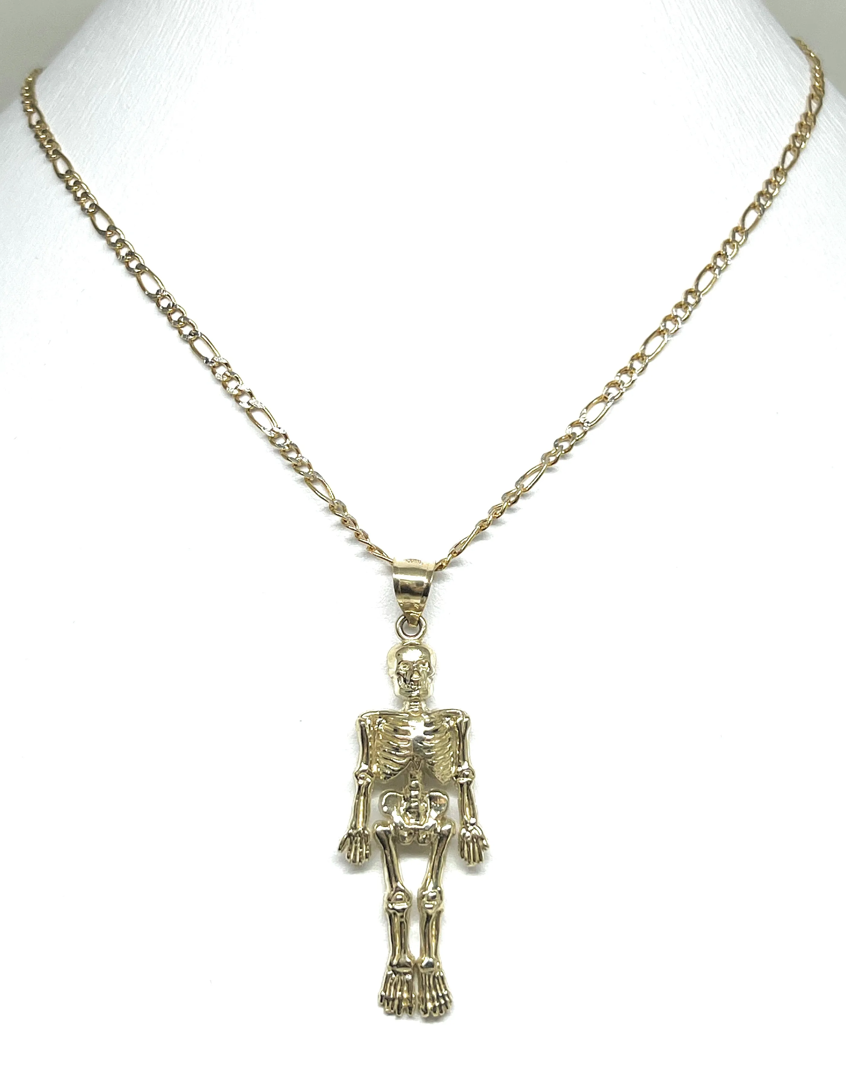 10k Solid Gold Skeleton Body Pendant Necklace