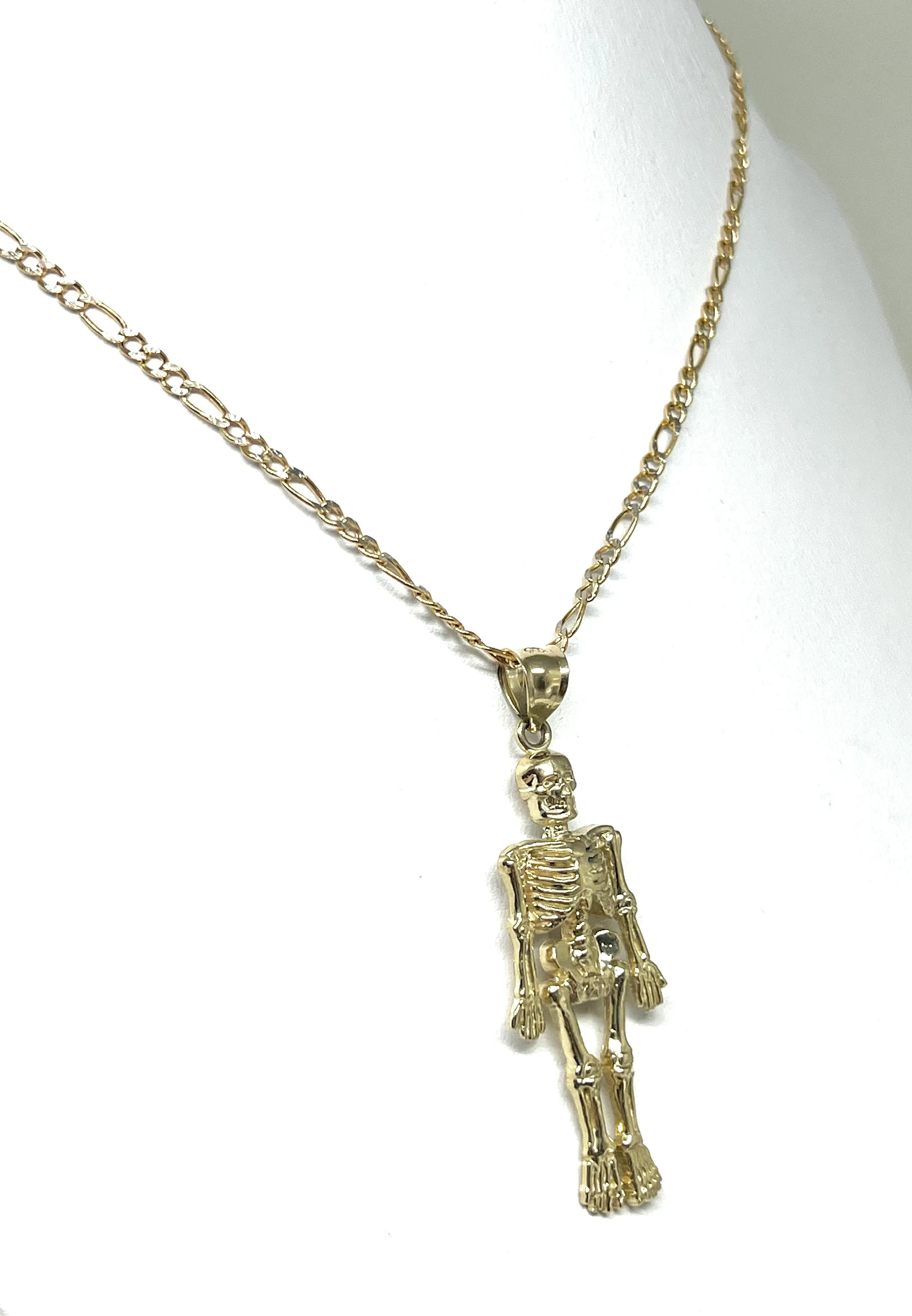 10k Solid Gold Skeleton Body Pendant Necklace