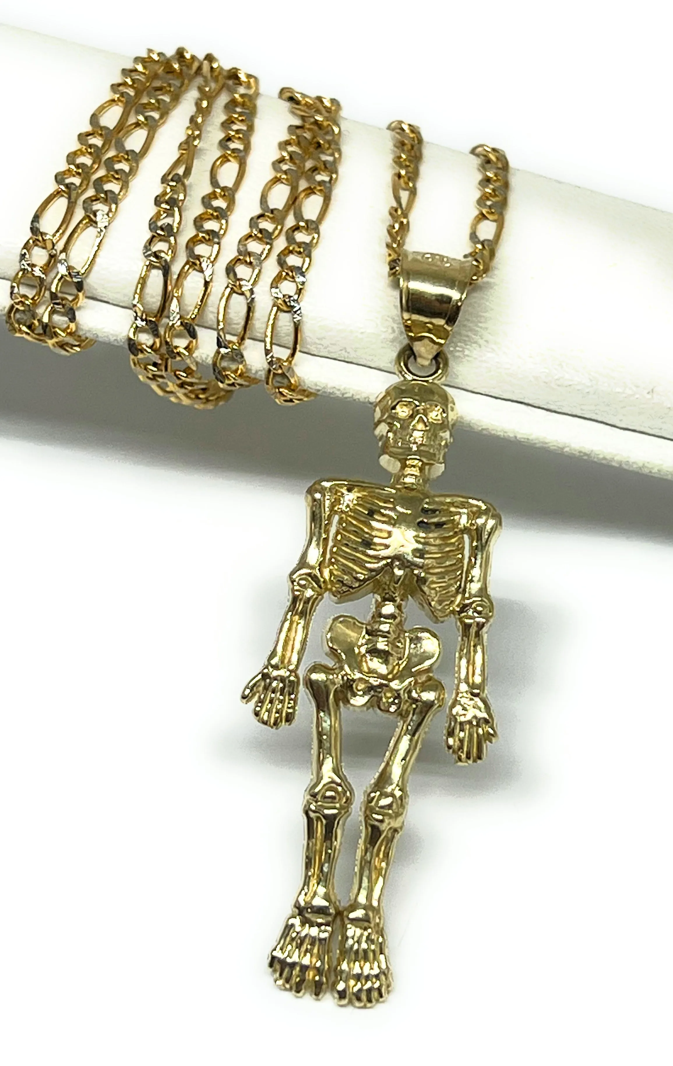 10k Solid Gold Skeleton Body Pendant Necklace