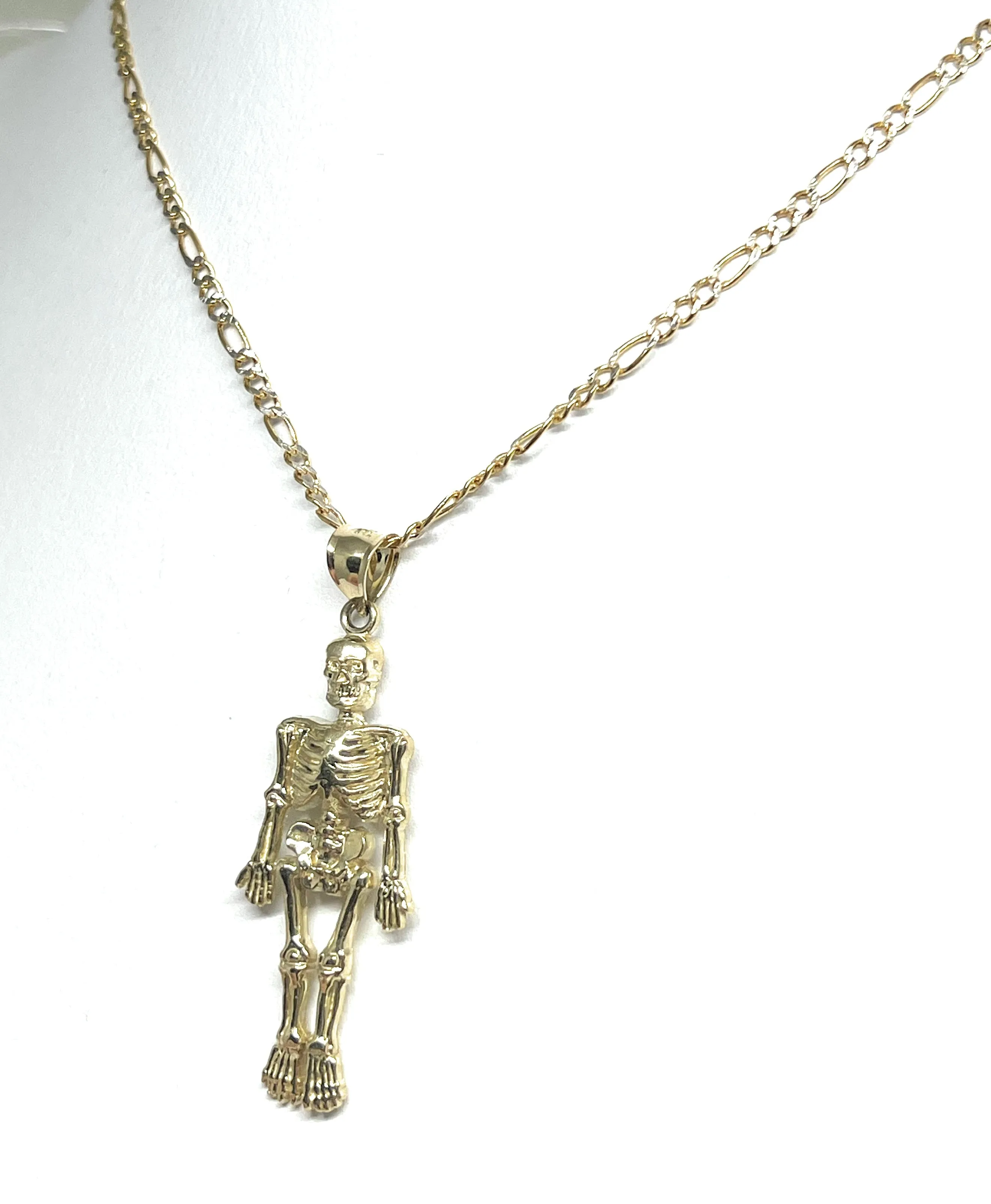 10k Solid Gold Skeleton Body Pendant Necklace