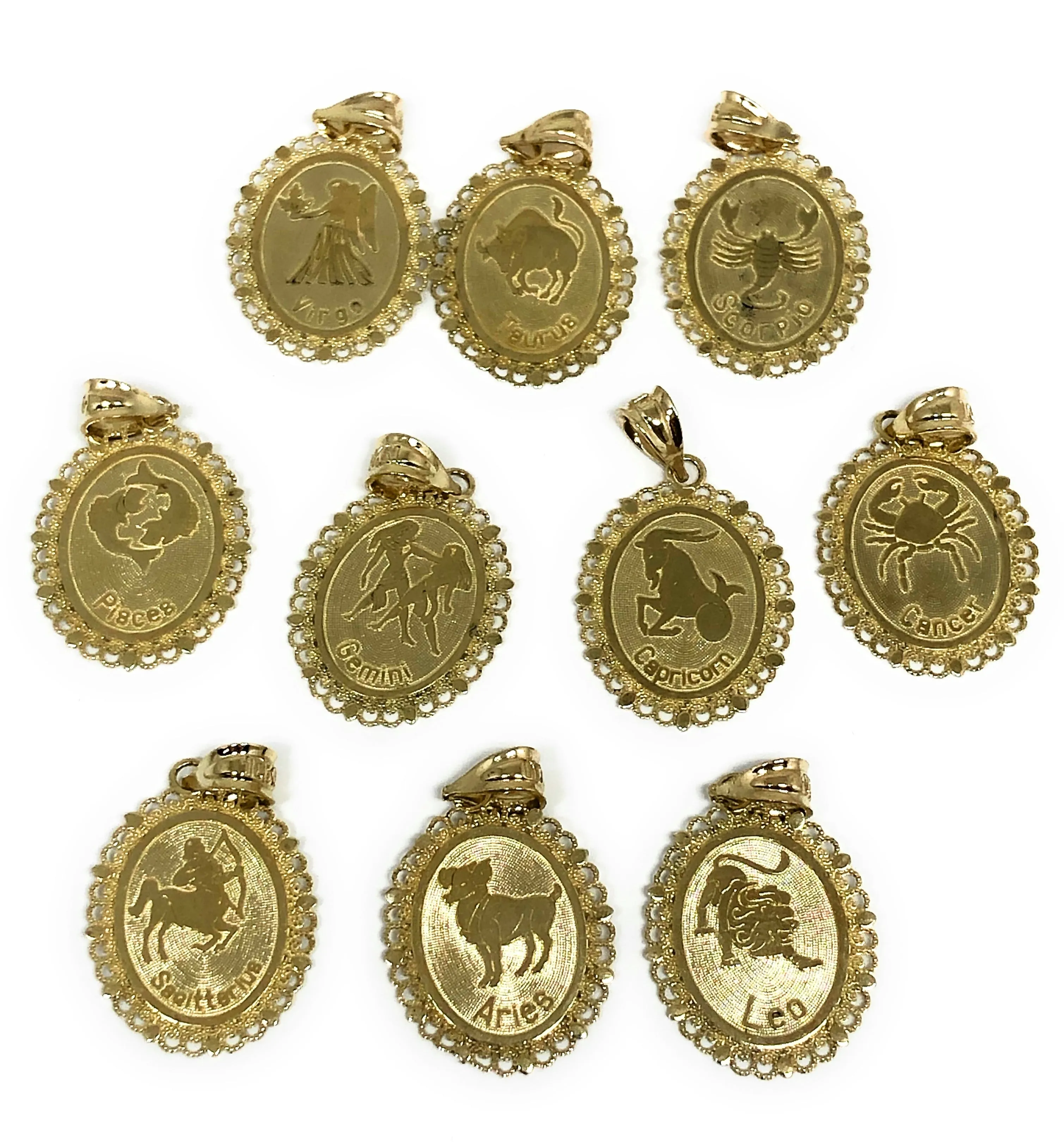 10k Solid Gold Yellow Zodiac Signs Pendant Charm (Choose your Sign) (PENDANT ONLY-NO CHAIN)