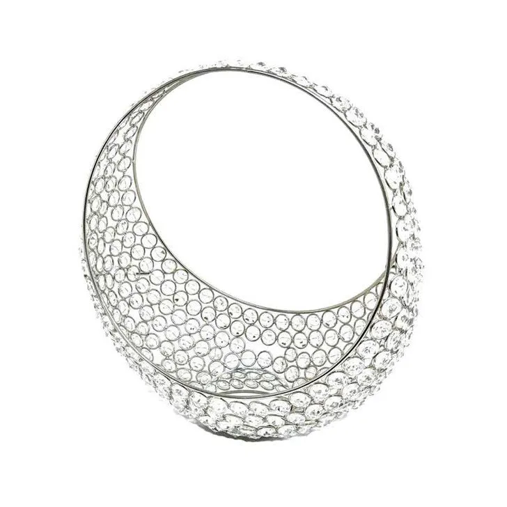 13 Silver and Faux Crystal Bling Ring Basket