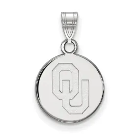 14k White Gold U. of Oklahoma Small 'OU' Disc Pendant