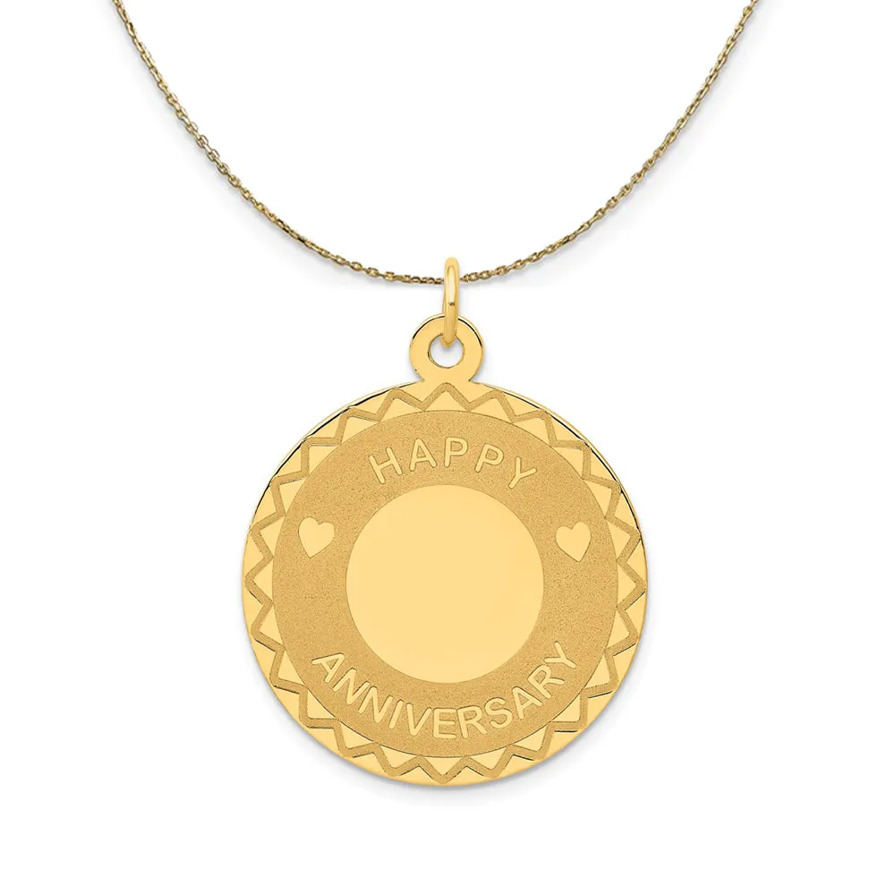 14k Yellow Gold Happy Anniversary Circle Necklace