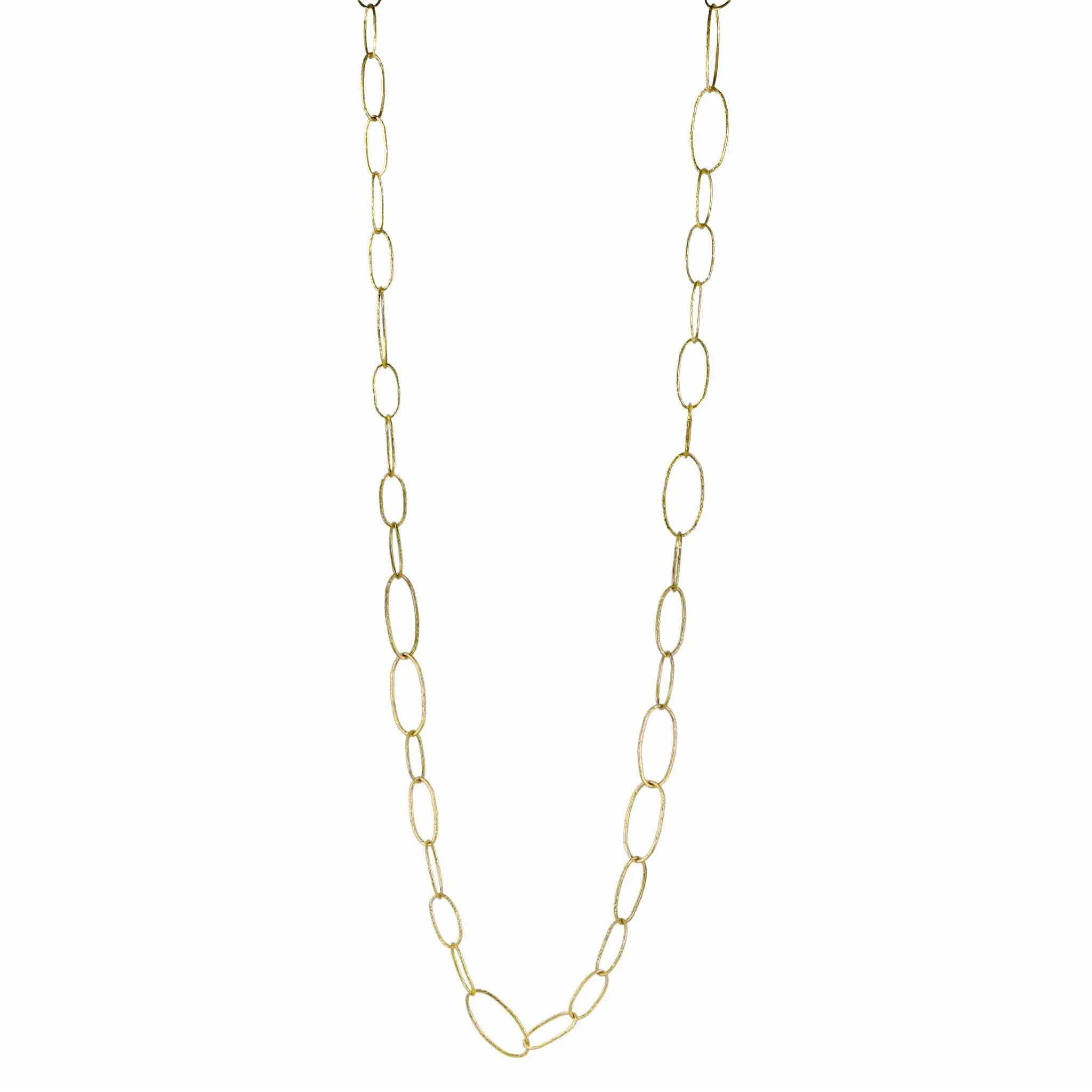 18K Gold Hammered Bubble Oval Chain Necklace