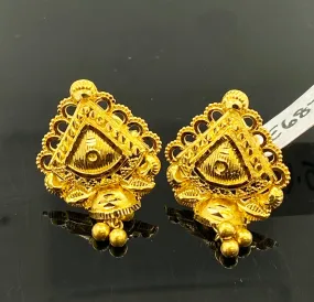 22k Solid Gold Earrings Stud Traditional Diamond Shaped Dangling Design E6871