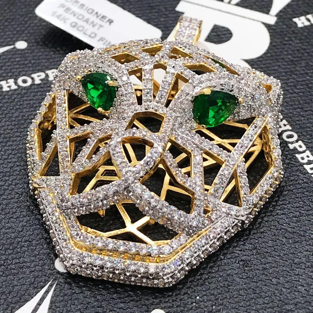 3D Tiger Face Hollow CZ Hip Hop Bling Bling Pendant