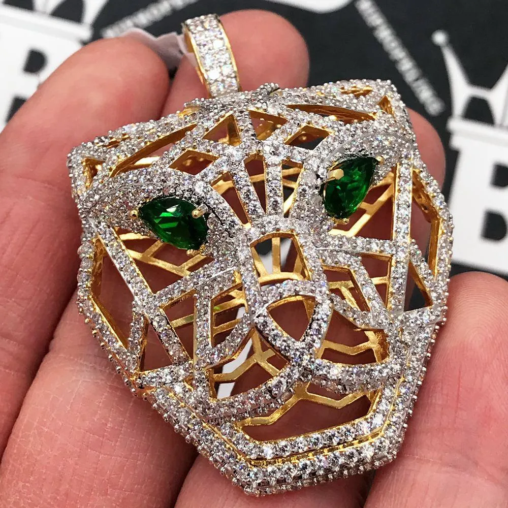 3D Tiger Face Hollow CZ Hip Hop Bling Bling Pendant