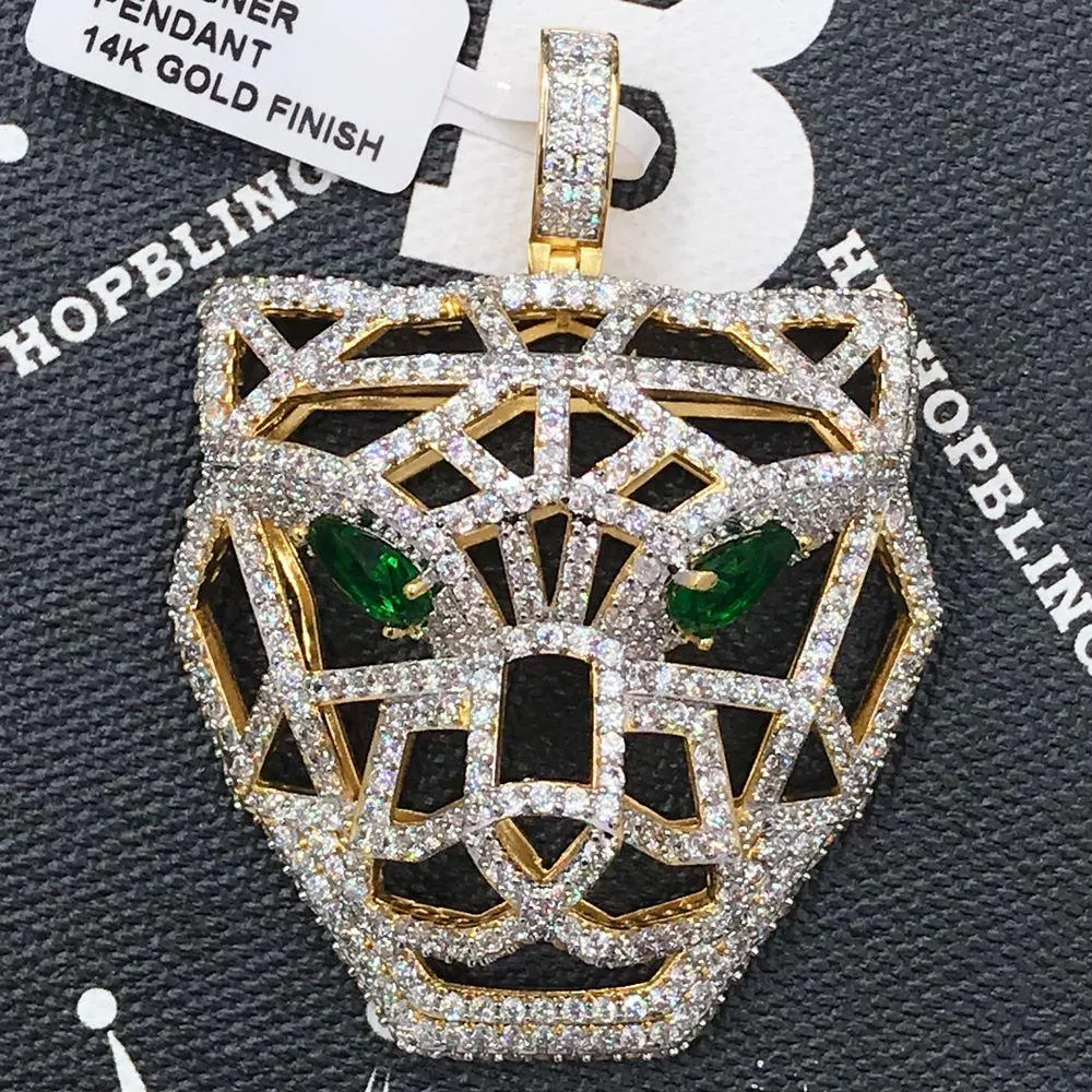 3D Tiger Face Hollow CZ Hip Hop Bling Bling Pendant