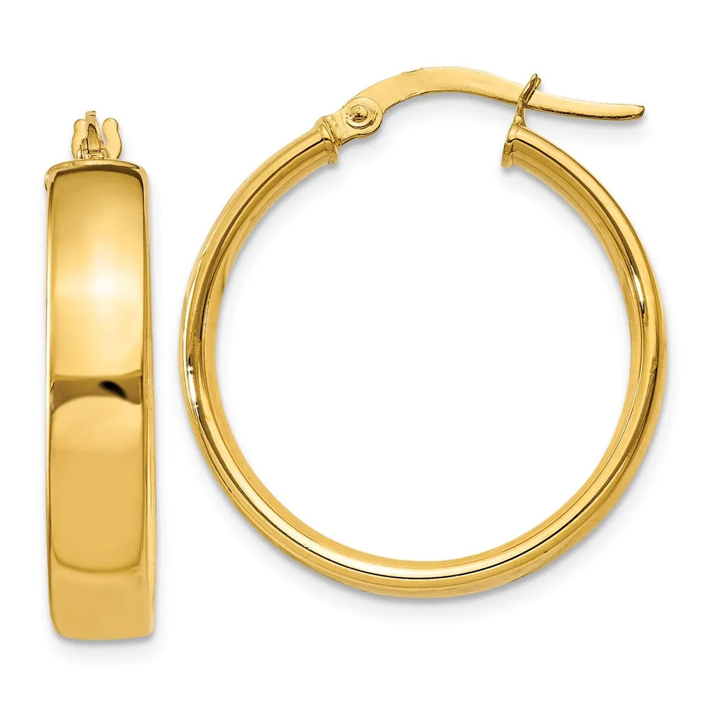 4.75mm x 23mm Polished 14k Yellow Gold Round Hoop Earrings