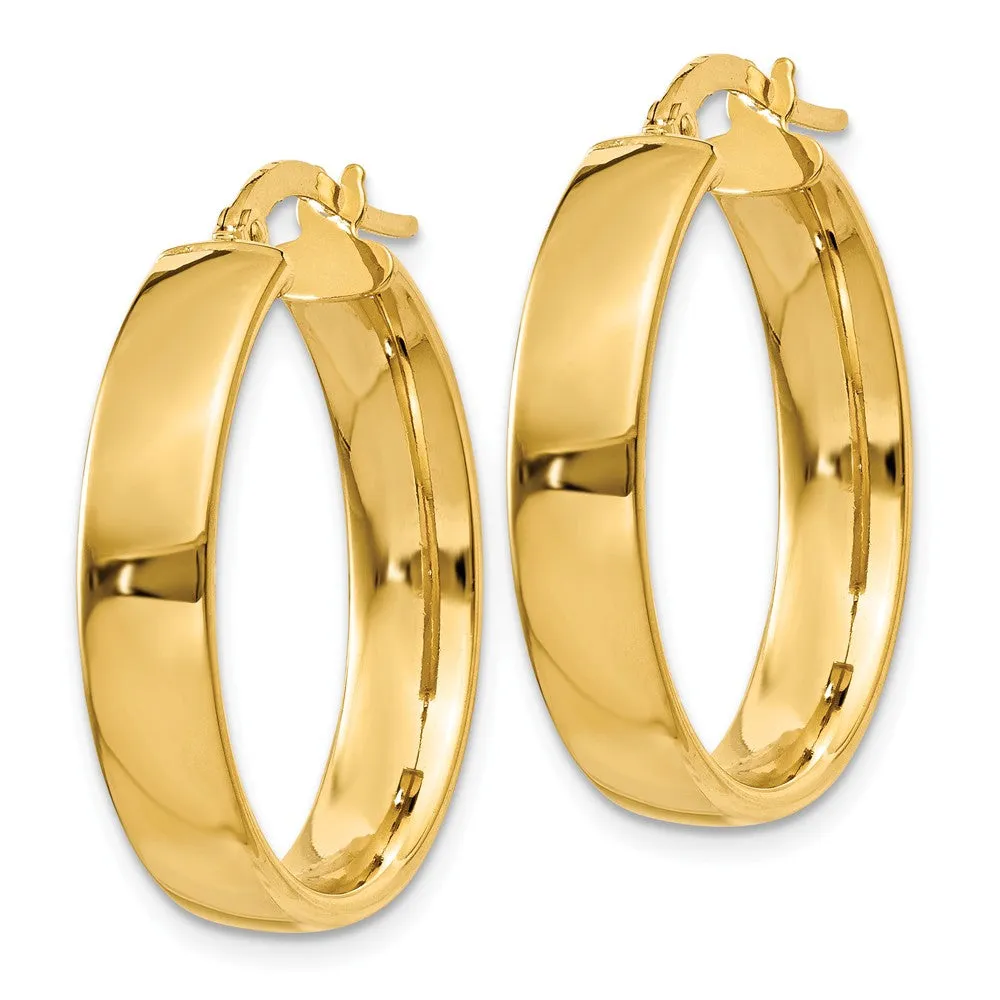 4.75mm x 23mm Polished 14k Yellow Gold Round Hoop Earrings