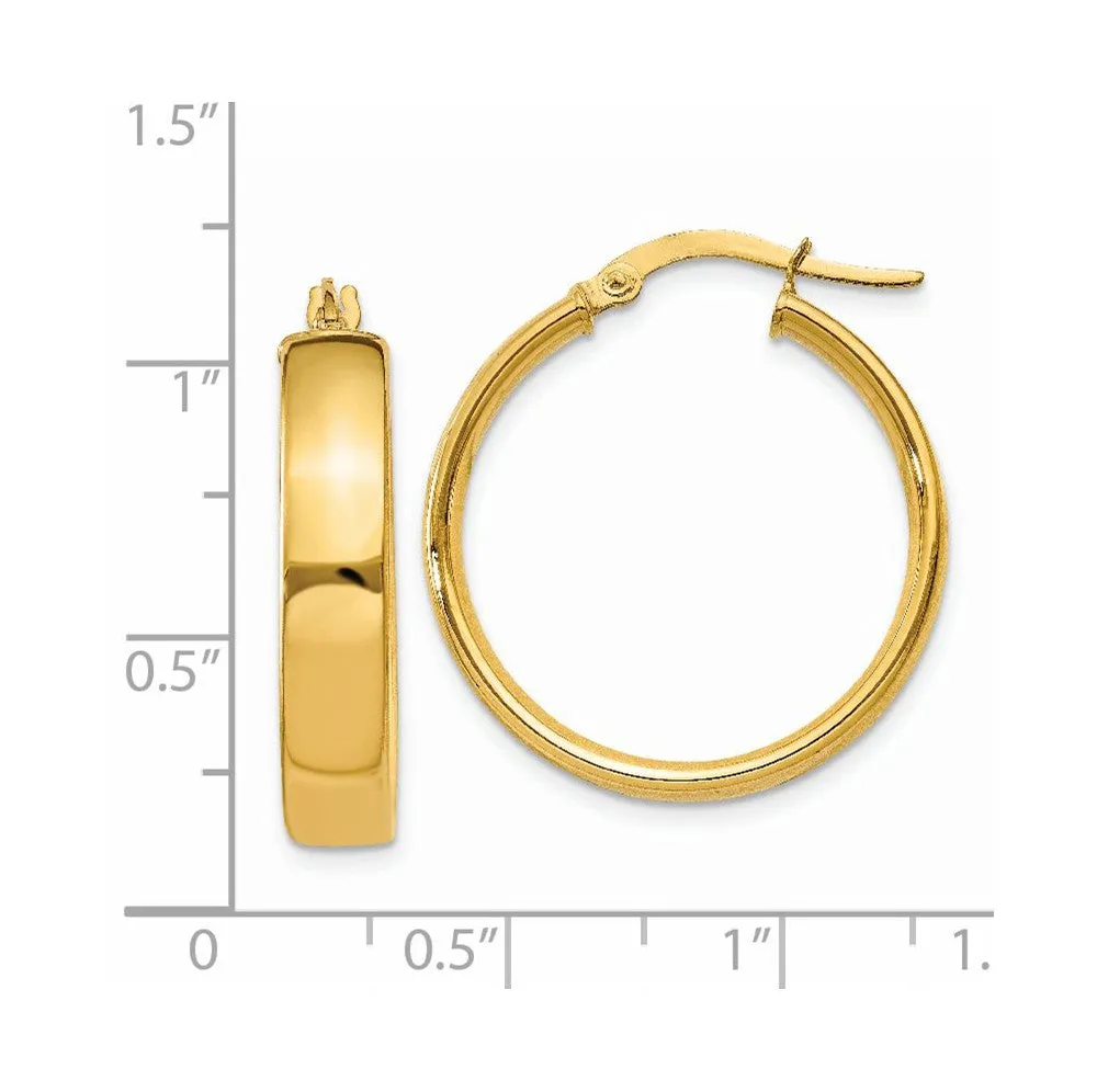 4.75mm x 23mm Polished 14k Yellow Gold Round Hoop Earrings