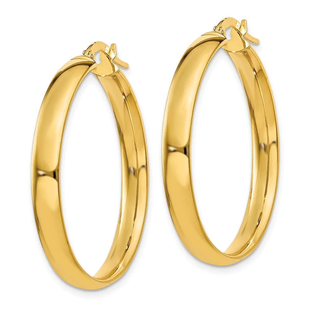 4mm x 28mm Polished 14k Yellow Gold Round Hoop Earrings