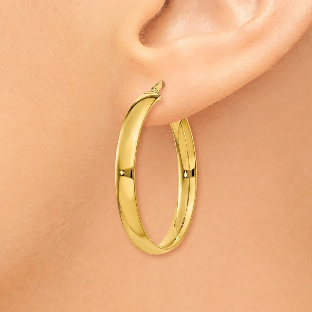 4mm x 28mm Polished 14k Yellow Gold Round Hoop Earrings