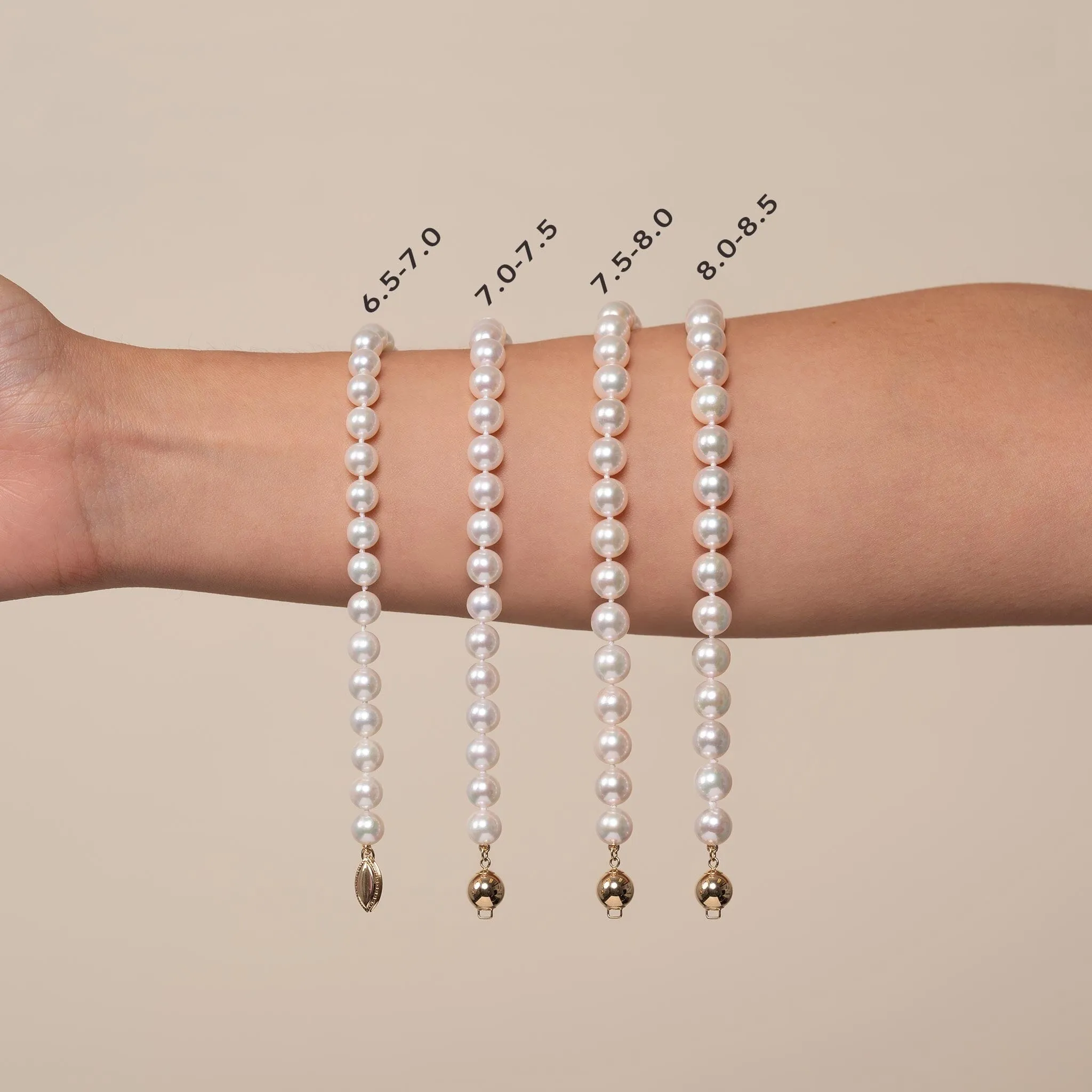 7.0-7.5 mm White Akoya AA+ Pearl Bracelet