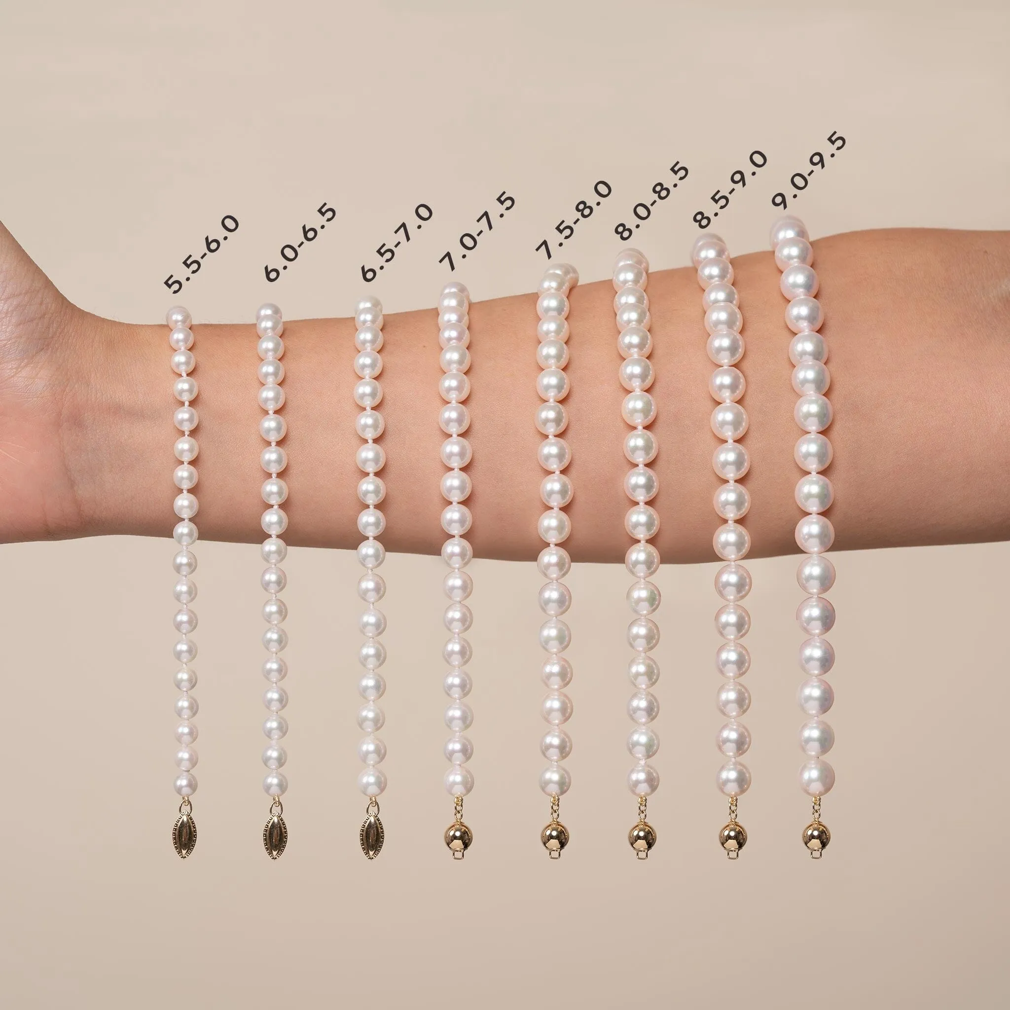 7.0-7.5 mm White Akoya AA+ Pearl Bracelet