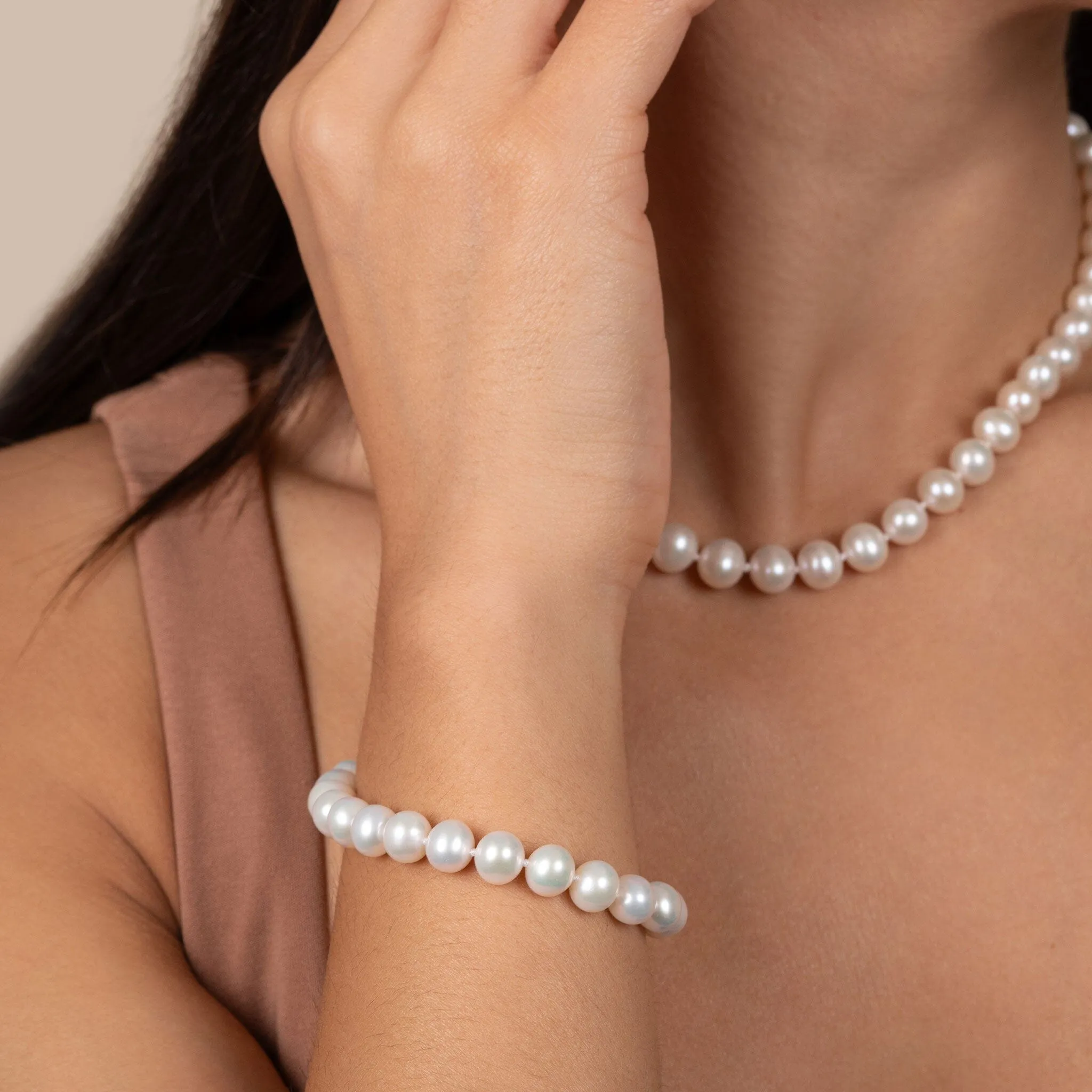 7.5-8.0 mm White Freshwater AA+ Pearl Bracelet