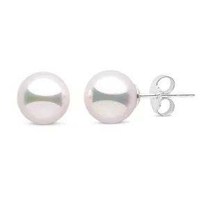 8.0-8.5 mm White Hanadama Pearl Stud Earrings