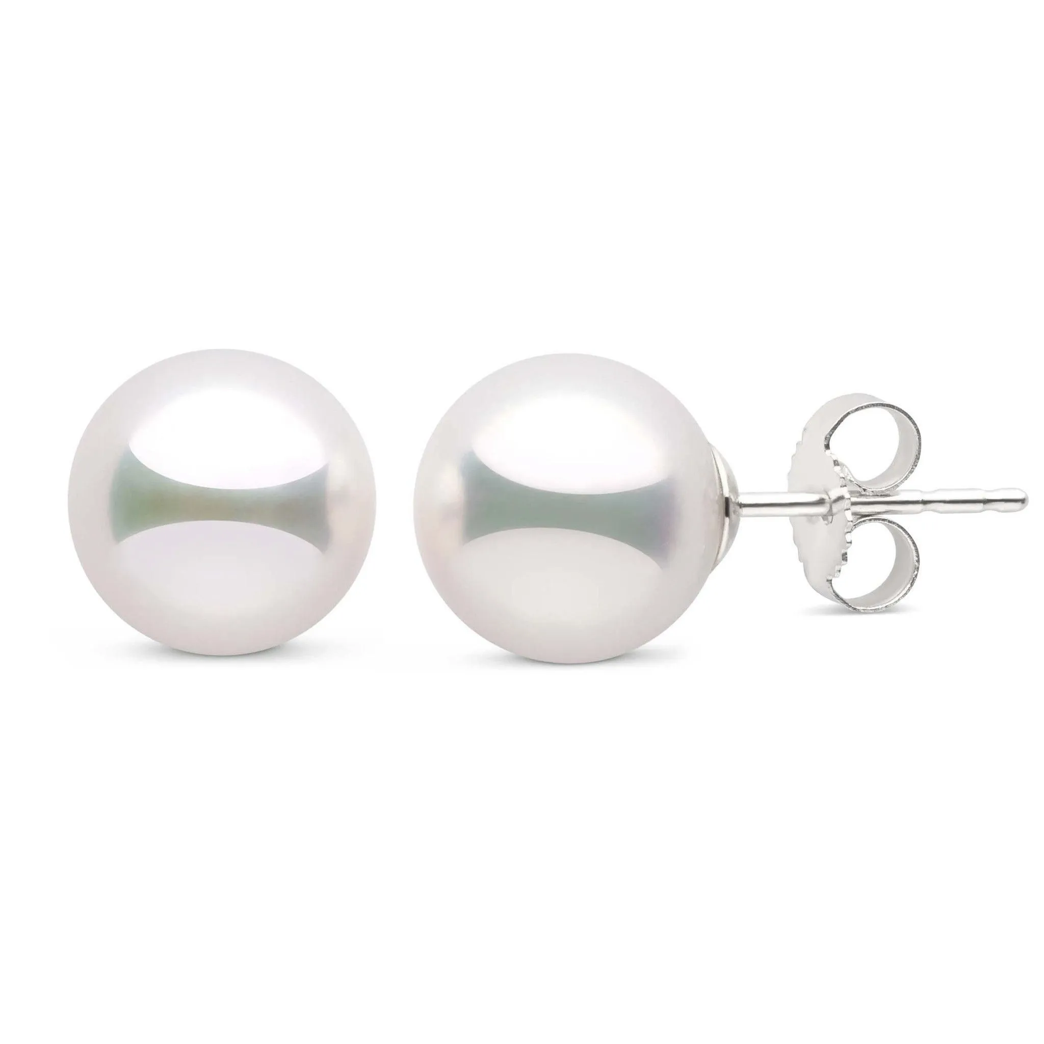 9.0-9.5 mm Natural White Hanadama Pearl Stud Earrings