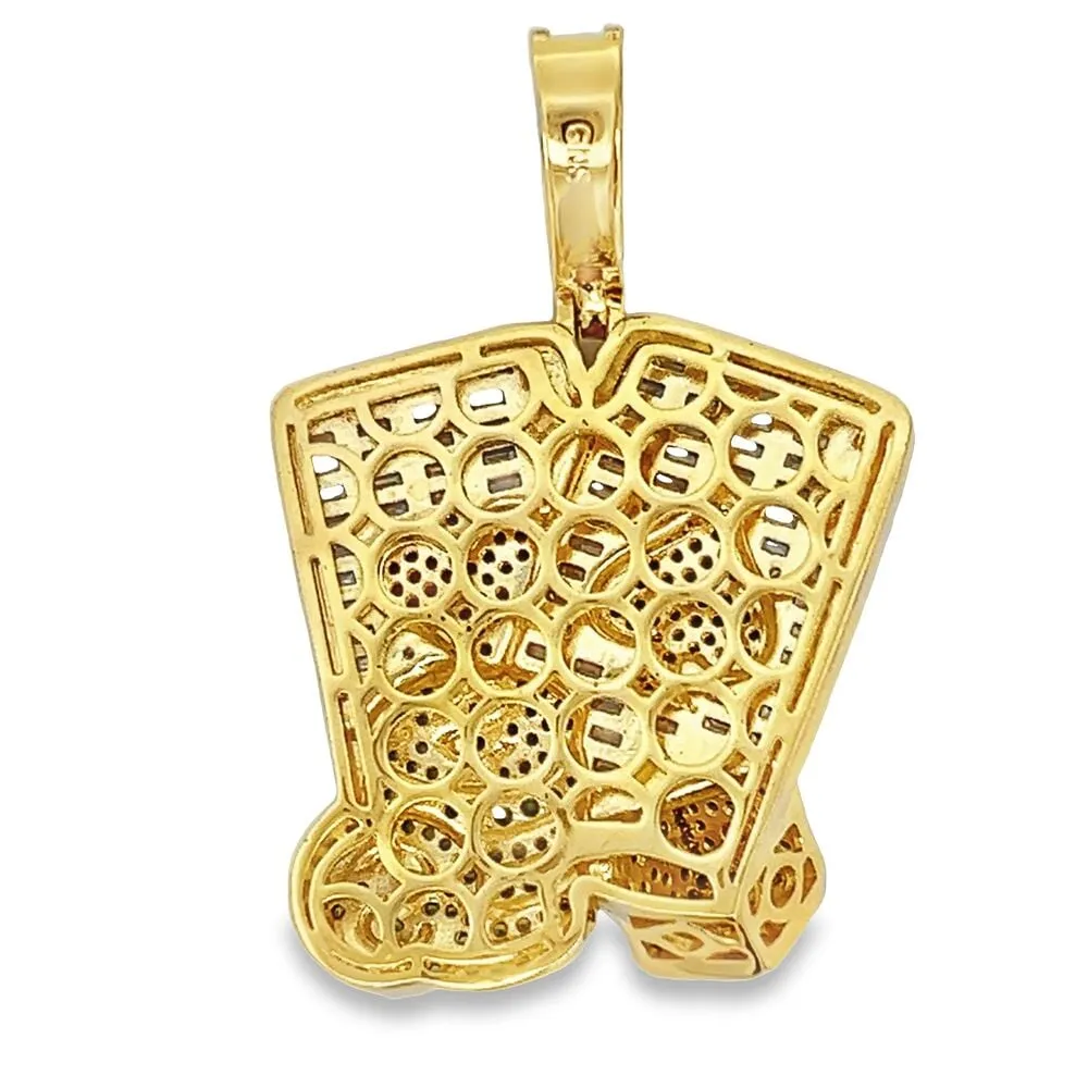 Aces Poker Chips CZ Hip Hop Iced Out Pendant