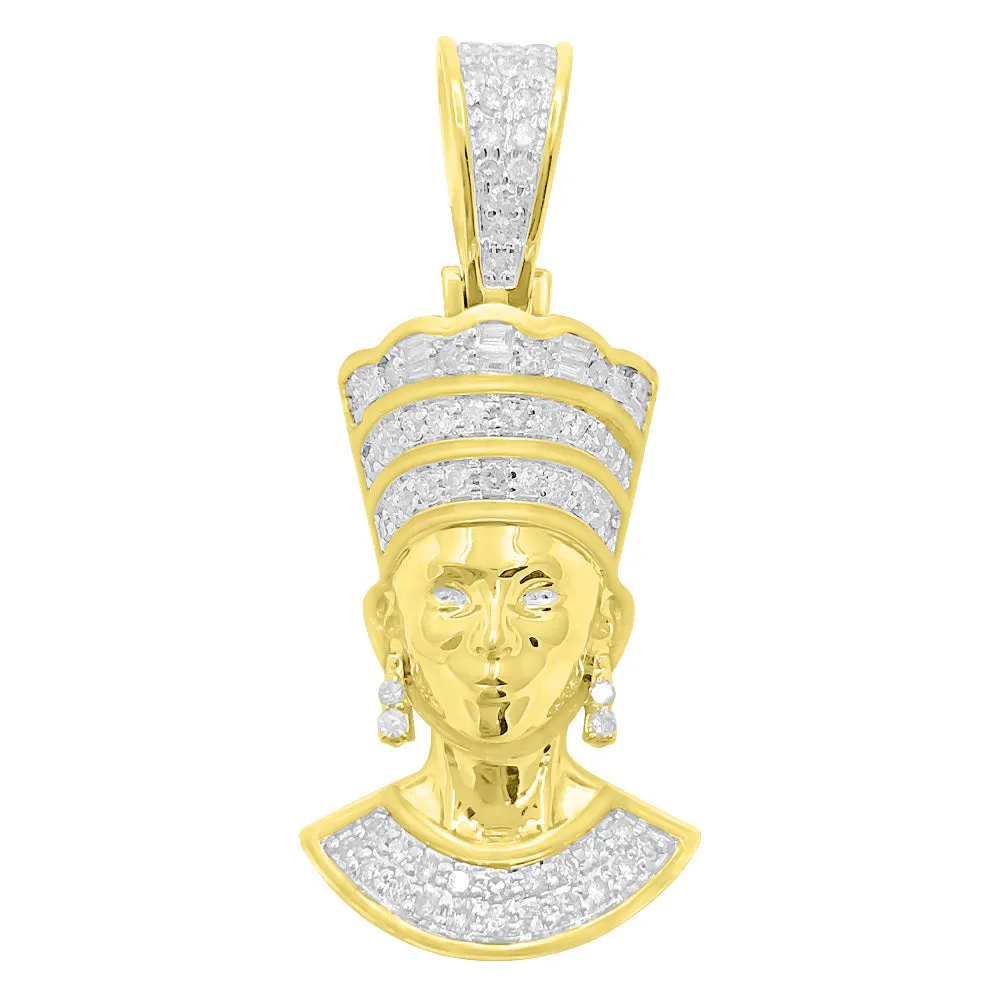 African Queen Baguette Diamond Pendant .53cttw 10K Yellow Gold