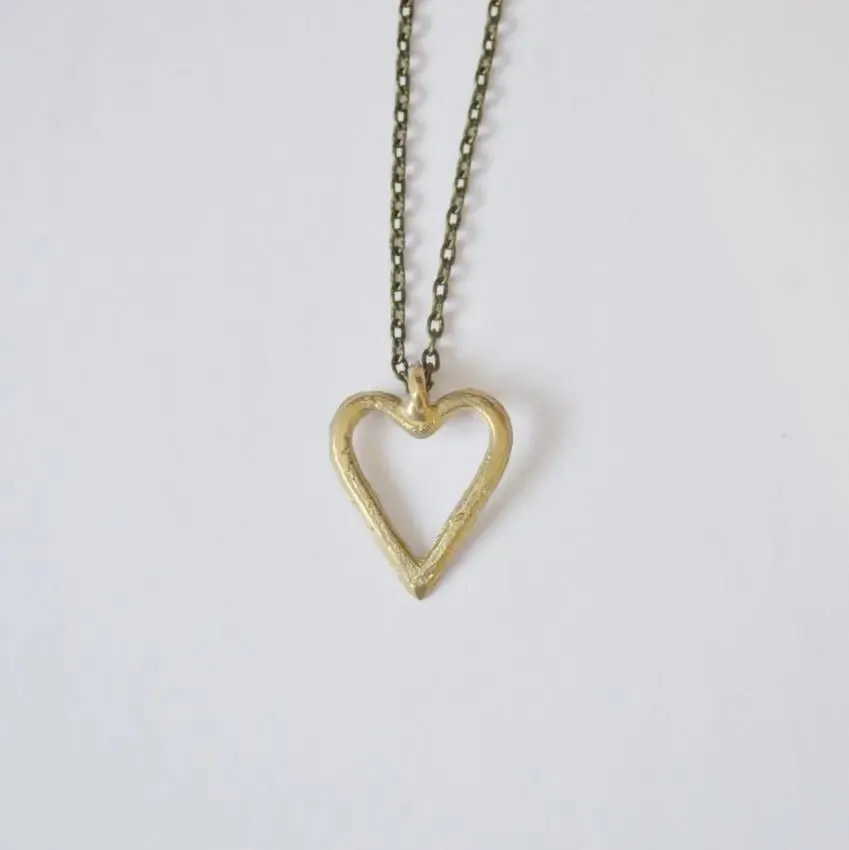 Akoma | Heart Pendant Necklace | Recycled Brass