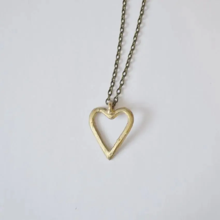 Akoma | Heart Pendant Necklace | Recycled Brass