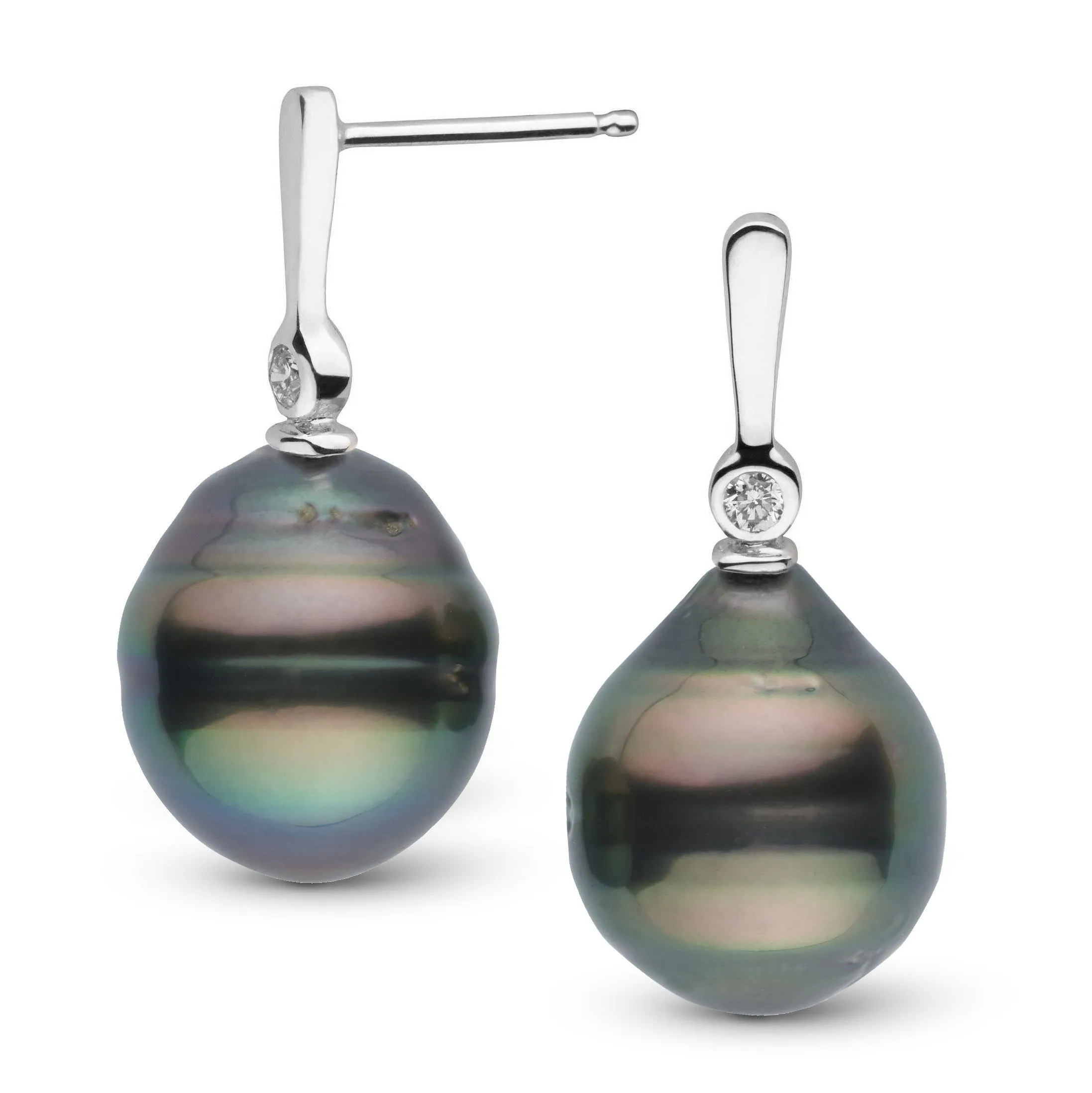 Aspire Collection 11.0-12.0 mm Baroque Tahitian Pearl & Diamond Earrings