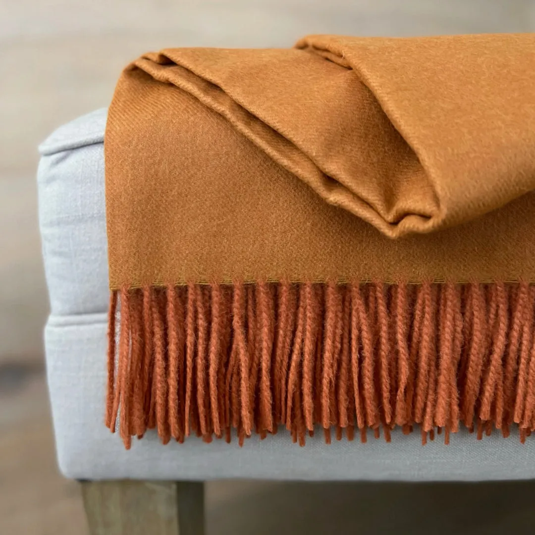 Baby Alpaca Throw Blanket - Ember Orange