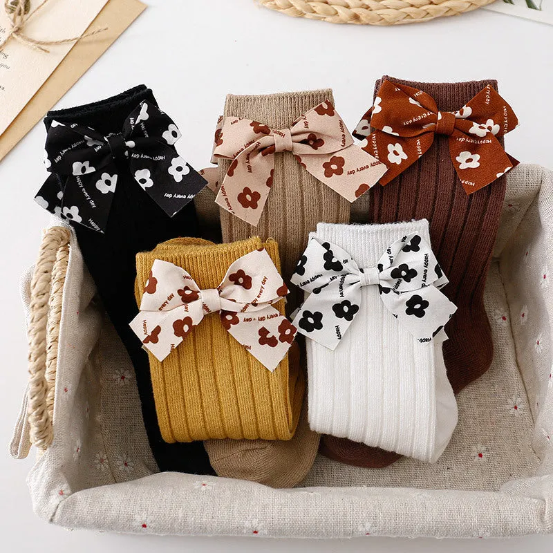 Baby Kid Girls Solid Color Bow Accessories Socks Wholesale 24011143