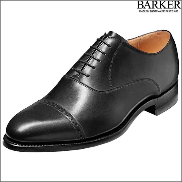 Barker Burford Black Calf Oxford Toe Cap Size 8.5 Only*