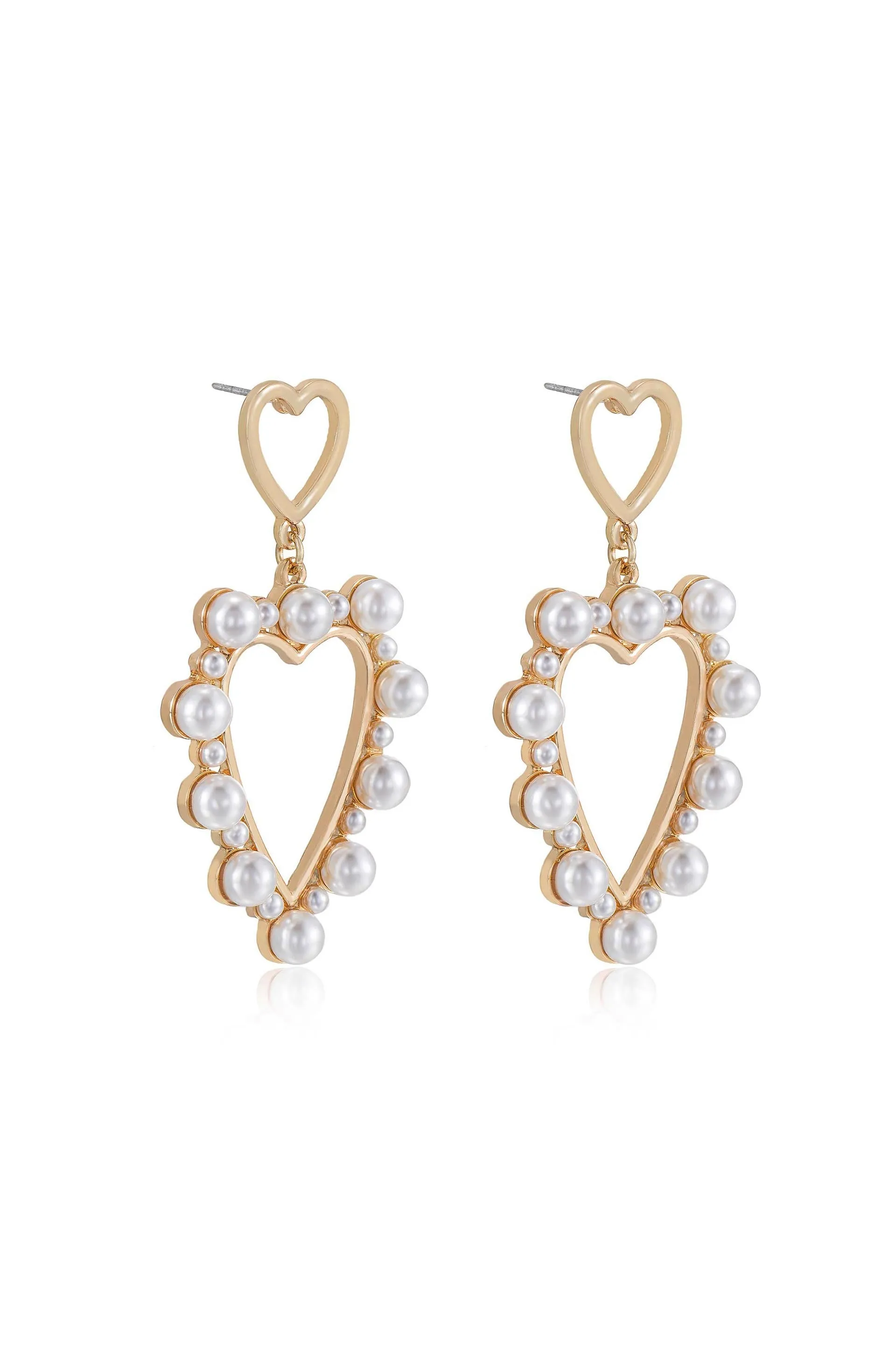 Big Heart Pearl and Dangle Earrings