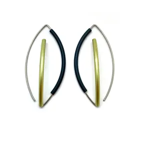 Black & Green 3D Bow Earrings - Round Tubing