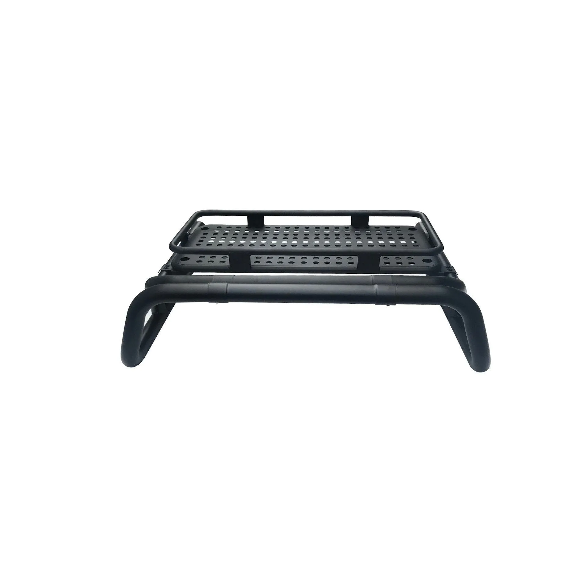 Black Long Arm Roll Sports Bar with Cargo Basket Rack for the Toyota Hilux 05-16