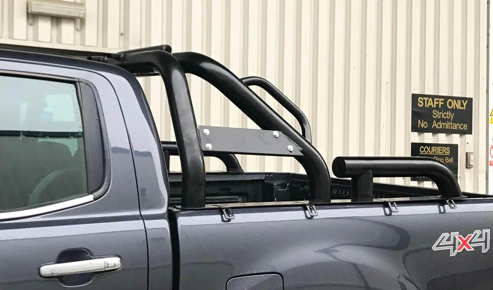 Black Long Arm Roll Sports Bar with Grab Handle for the Ford Ranger 2006-2012