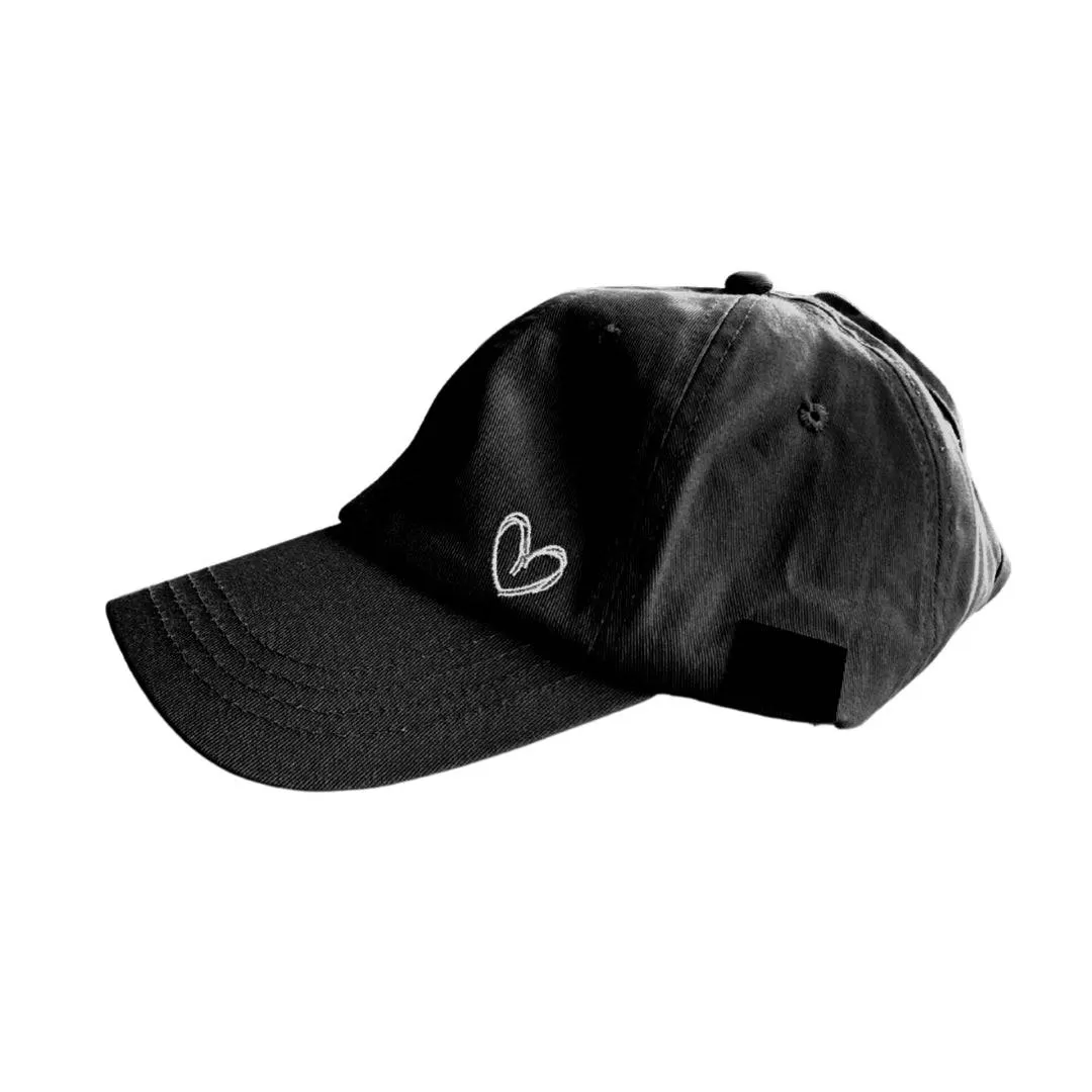 Black Ponytail Satin Lined Ball Cap