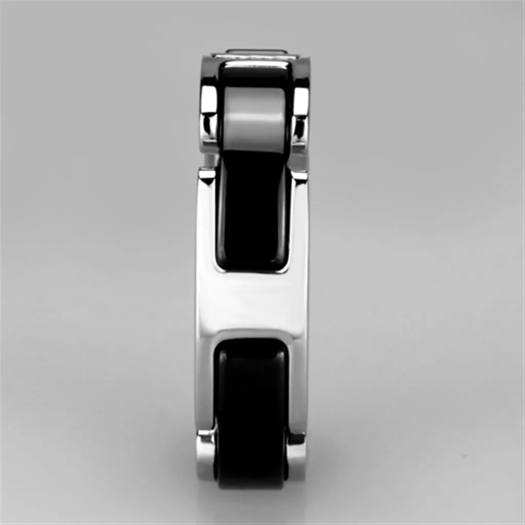 Black Stainless Steel Ceramic 3 Crystal Ring