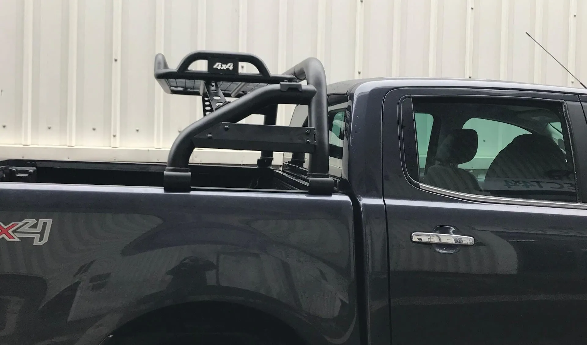 Black SUS201 Short Arm Roll Bar with Cargo Basket Rack for the Ford Ranger 2022+