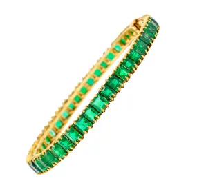 Boucheron Paris 12.50 CTW Emerald 18 Karat Yellow Gold Gemstone Line Bracelet