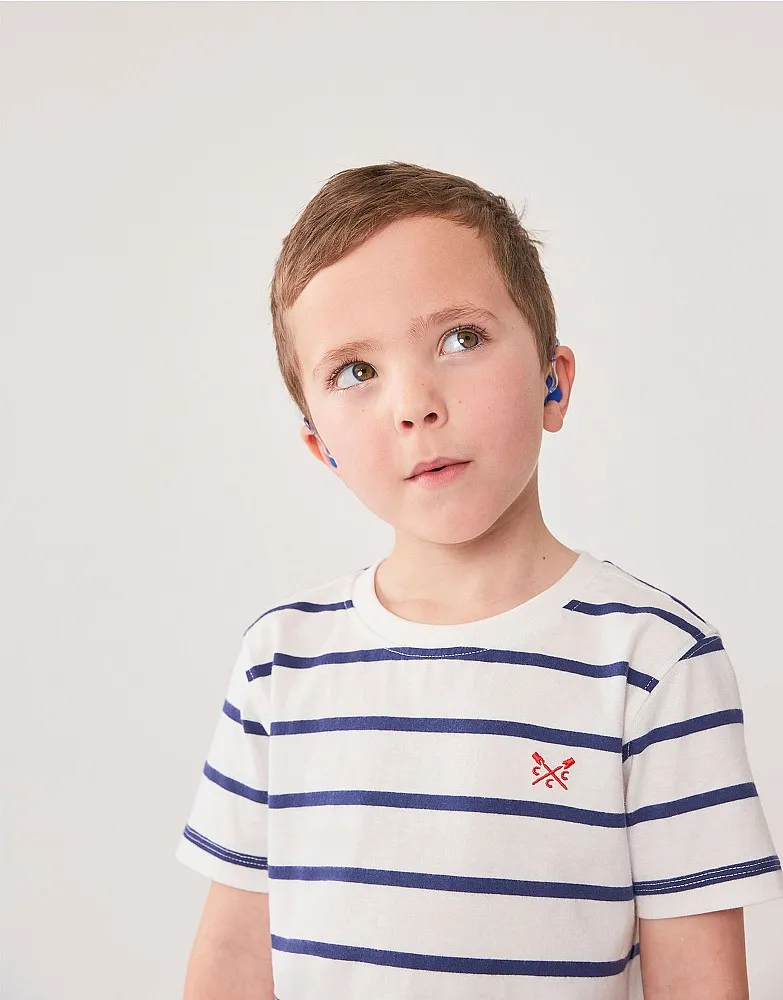 Boy's 2 Pack Plain and Stripe Cotton T-Shirts from Crew Clothing Company