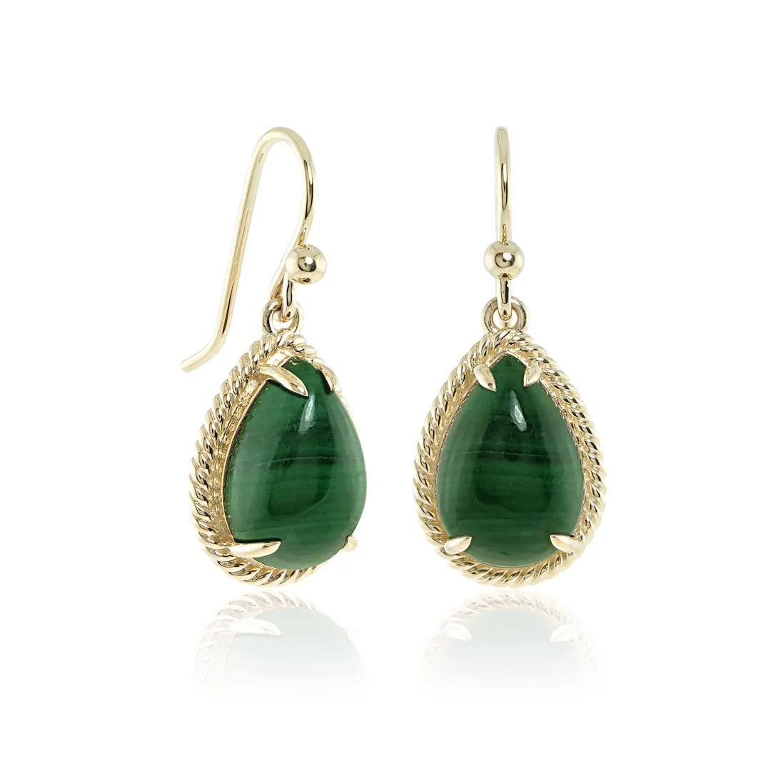 Braided Teardrop Earrings in Malachite