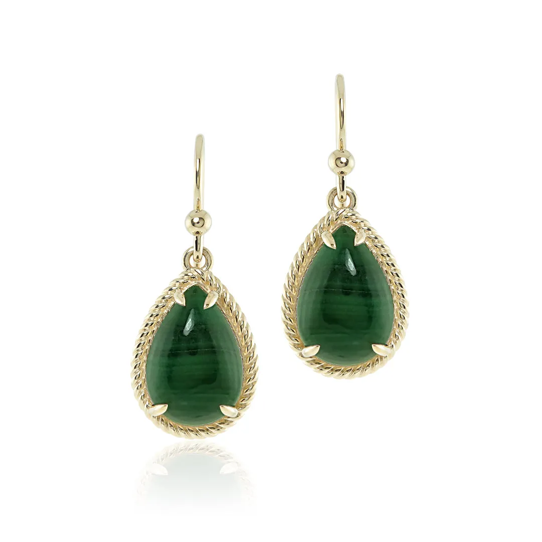 Braided Teardrop Earrings in Malachite