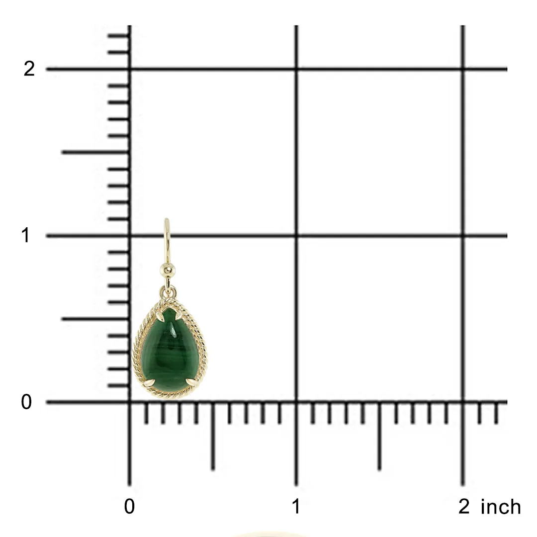 Braided Teardrop Earrings in Malachite